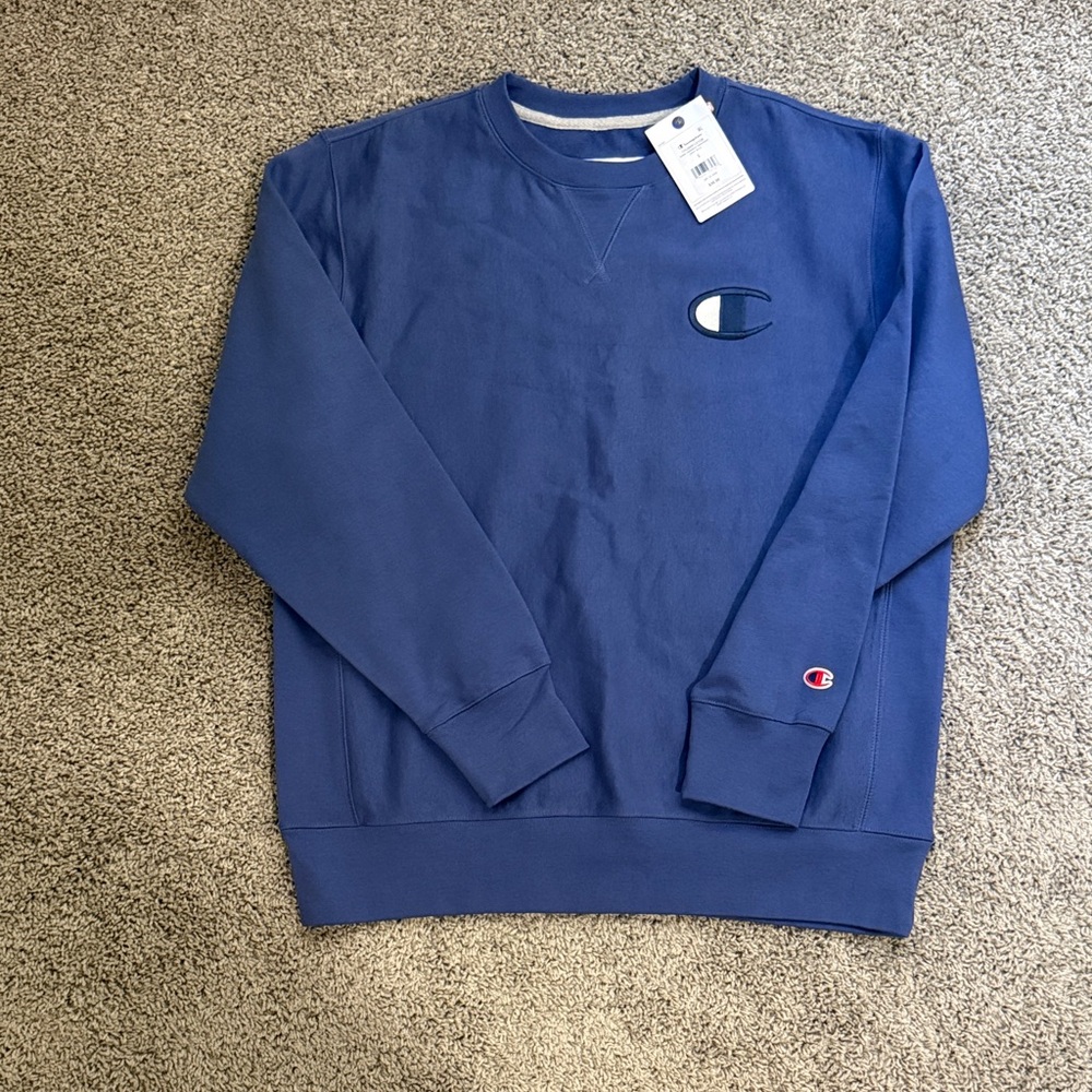 Champion Men's Classic Blue Crewneck Sweater